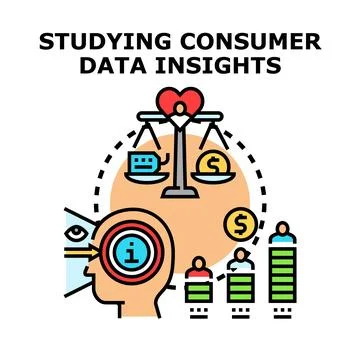 Analyzing consumer data insights for marketing strategy and business growth Stock Illustration