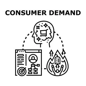 Analyzing consumer demand and market purchasing behavior Stock Illustration