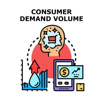 Analyzing consumer demand volume and market growth Stock Illustration