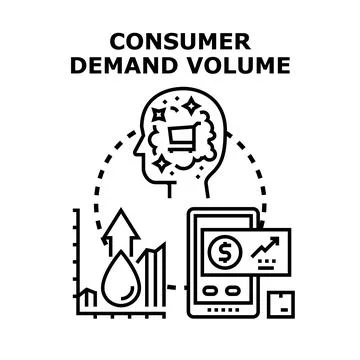 Analyzing consumer demand volume and market growth Illustrazione stock