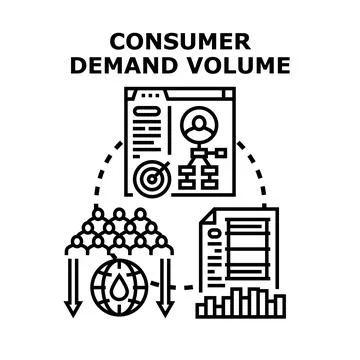 Analyzing consumer demand volume for marketing strategy Stock Illustration