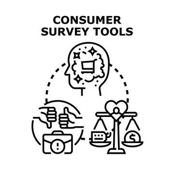 Analyzing consumer feedback using survey tools for product Illustrazione stock