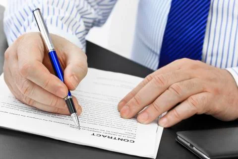 Analyzing contract Stock Photos