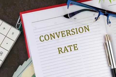 Analyzing conversion rate metrics is essential for improving online marketing Stock Photos