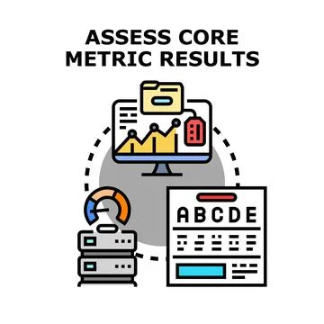Analyzing core metric results and data assessment process Stock Illustration