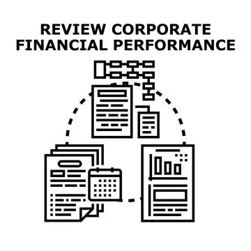 Analyzing corporate financial performance review management report Stock Illustration