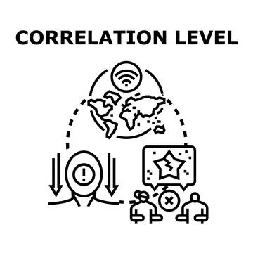 Analyzing correlation level of global data and human interaction Stock Illustration