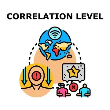 Analyzing correlation level of global data and human interaction Stock Illustration