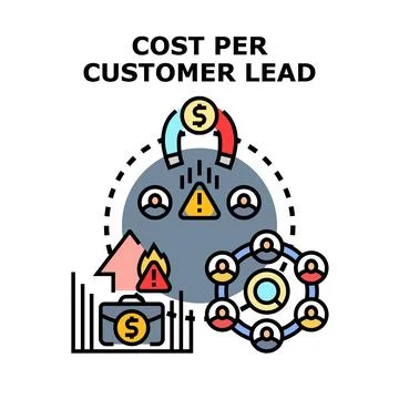 Analyzing cost per customer lead business strategy Stock Illustration