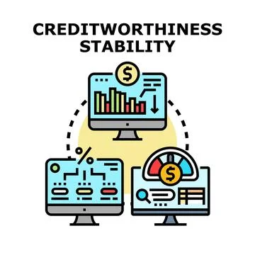 Analyzing creditworthiness and financial stability concept Stock Illustration