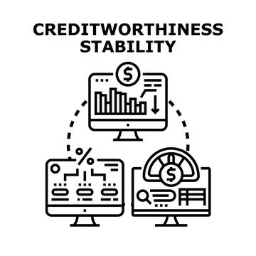 Analyzing creditworthiness and financial stability concept 库存插图