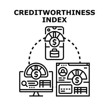 Analyzing creditworthiness index using digital financial technology Stock Illustration
