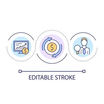 Analyzing currency exchange rates loop concept icon Illustrazione stock