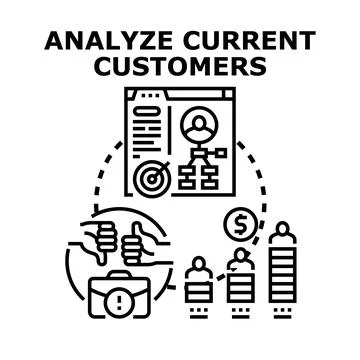 Analyzing current clients for business development and marketing Illustrazione stock