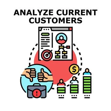 Analyzing current clients for business development and marketing Illustrazione stock