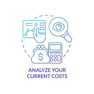 Analyzing current costs blue gradient concept icon Stock Illustration