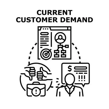 Analyzing current customer demand for business development Illustrazione stock