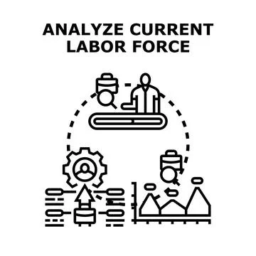Analyzing current labor force data and employment opportunities Illustrazione stock
