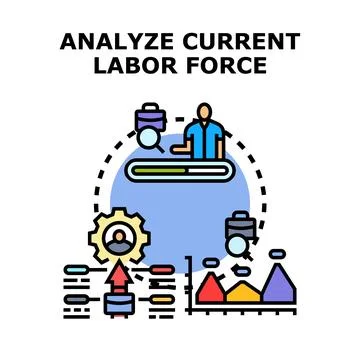 Analyzing current labor force data and employment opportunities Ilustração Stock