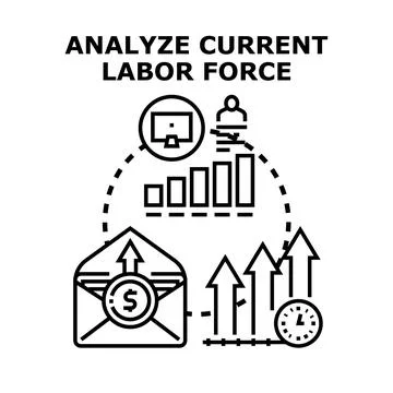 Analyzing current labor force with financial growth Stock Illustration