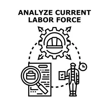 Analyzing current labor force potential and employment market overview Ilustração Stock