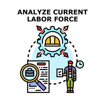 Analyzing current labor force potential and employment market overview Ilustração Stock