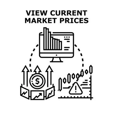 Analyzing current market values and investment trends 스톡 일러스트