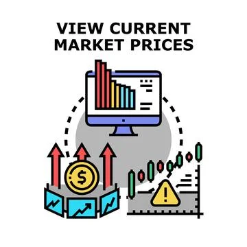 Analyzing current market values and investment trends 스톡 일러스트
