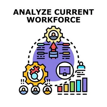 Analyzing current workforce for human resources management 스톡 일러스트
