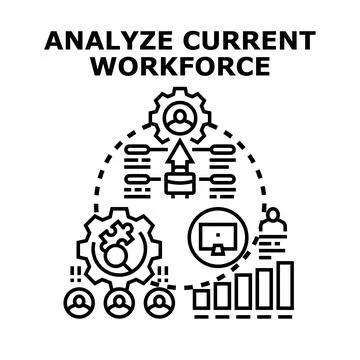 Analyzing current workforce for human resources management 스톡 일러스트