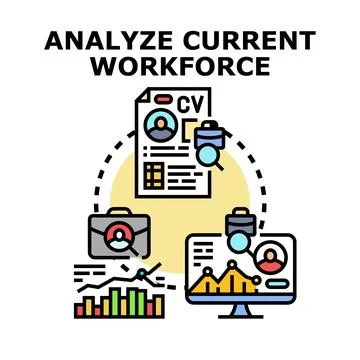 Analyzing current workforce performance and talent management Stock Illustration