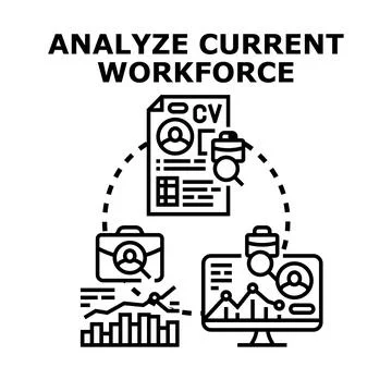 Analyzing current workforce performance and talent management Illustrazione stock
