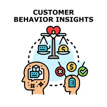 Analyzing customer behavior insights for marketing strategy Stock Illustration