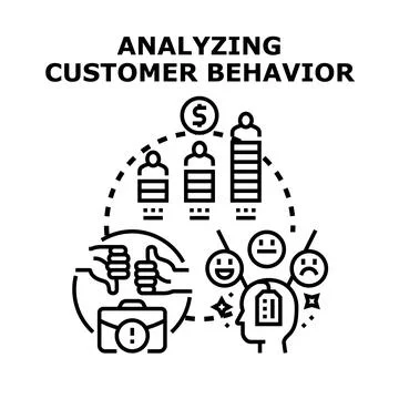 Analyzing customer behavior for marketing strategy Stock Illustration
