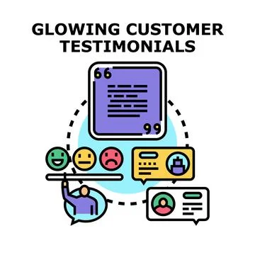 Analyzing customer feedback and glowing testimonials concept Stock Illustration