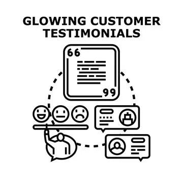 Analyzing customer feedback and glowing testimonials concept Stock Illustration