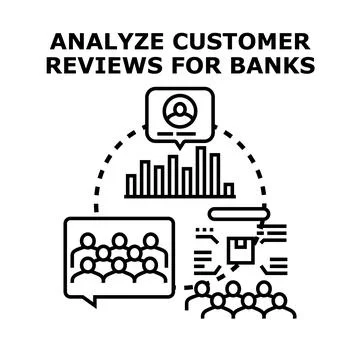 Analyzing customer feedback for banking services 스톡 일러스트