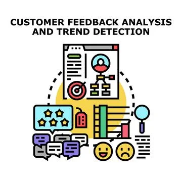 Analyzing customer feedback detecting business trends Stock Illustration