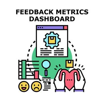 Analyzing customer feedback metrics with data dashboard Stockillustratie