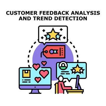 Analyzing customer feedback trends detecting essential business insights Stock Illustration