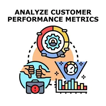 Analyzing customer performance metrics and understanding feedback Stock Illustration
