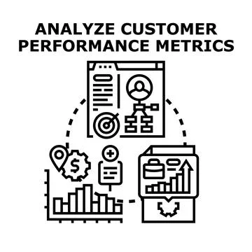 Analyzing customer performance metrics for business growth strategy Stock Illustration