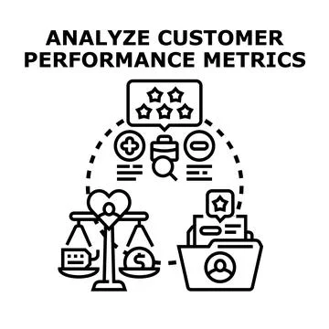 Analyzing customer performance metrics for business evaluation and growth Stock Illustration