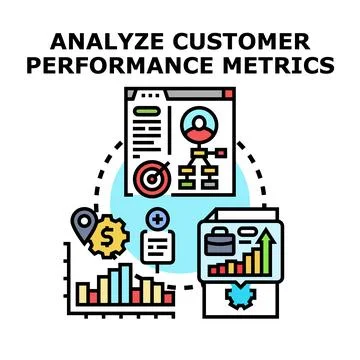 Analyzing customer performance metrics for business growth strategy Stock Illustration