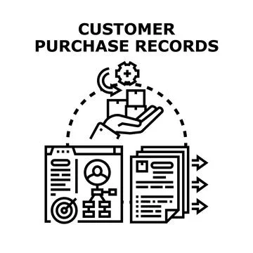 Analyzing customer purchase records and client management Stock Illustration