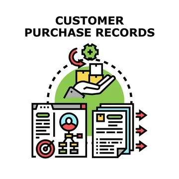 Analyzing customer purchase records and client management Stock Illustration