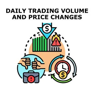 Analyzing daily trading volume and stock market price changes Stock Illustration