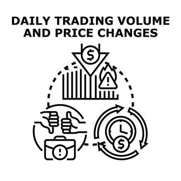 Analyzing daily trading volume and stock market price changes Stock Illustration