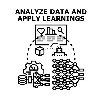 Analyzing data and applying learnings concept Stock Illustration