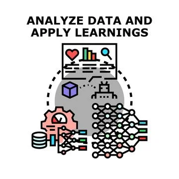 Analyzing data and applying learnings concept Stock Illustration